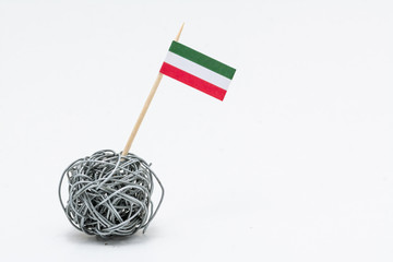 The flag of Hungary on wire ball with copy paste area