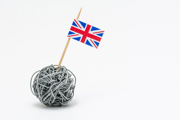 The flag of United Kingdom on wire ball with copy paste area