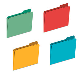Multicolored tabbed file folders, colored folder with tab - template set