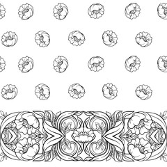  Seamless pattern, background with Floral pattern in art nouveau style,