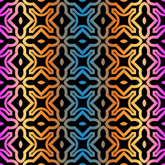Decorative Geometric Ornament. Seamless Pattern. Vector Illustration. Tribal Ethnic Arabic, Indian, Motif. For Interior Design, Wallpaper. Rainbow color