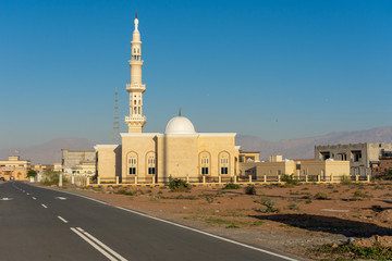 White Mosque in a residential area in the Middle East.