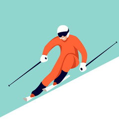 skier , vector illustration,flat style, profile