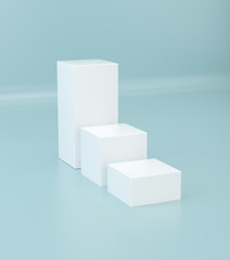 Empty box pedestal for display. Platform for design. 3D rendering