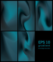 Abstract concept monochrome gradient blurred background set. Liquid, flow, fluid covers gradient set of poster covers with a monochrome gradient background. Modern screen gradient for the mobile app.