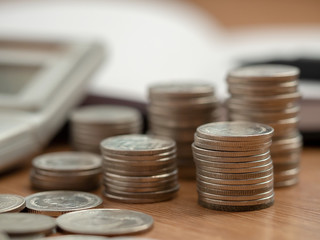 Coins stack. Money plan financial saving money and business concept.