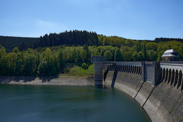 Fototapeta na wymiar Beautiful images of the Listerstausee Dam and reservoir in Sauerland germany