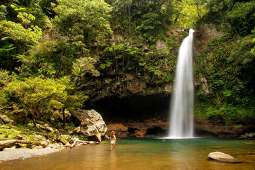 Fototapeta na wymiar Lower Tavoro Waterfalls in Bouma National Heritage Park, Taveuni Island, Fiji