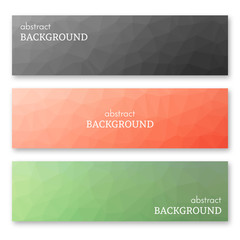 Fototapeta premium Set of three banners in low poly art style
