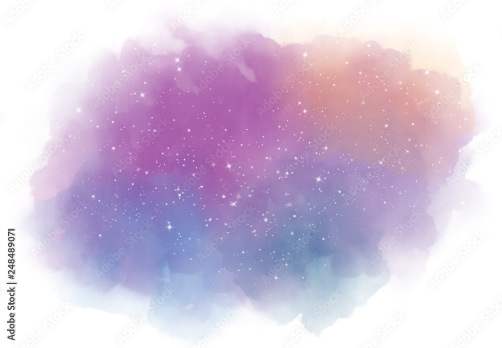 Wall mural star field in galaxy space with nebula, abstract watercolor digital art painting for texture backgro
