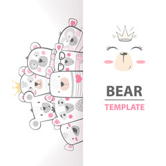 Cute winter illustration. Bear characters.