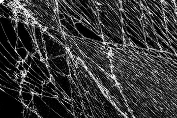 Black cracked Touch Screen Phone display background. Texture for your project. Broken black glass abstract background.