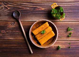 Homemade fried croquettes.
