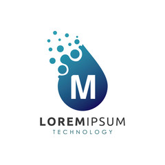 Blue Water Drop M Letter Logo