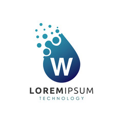 Blue Water Drop W Letter Logo