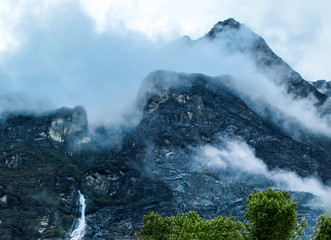 mountains and clouds