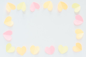 paper heart love pastel colorful minimal style background top view flat lay paper origami handcraft for valentines day concept.