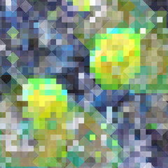 Geometric background of the grid, blurred image of a flower. Mosaic. Vector illustration