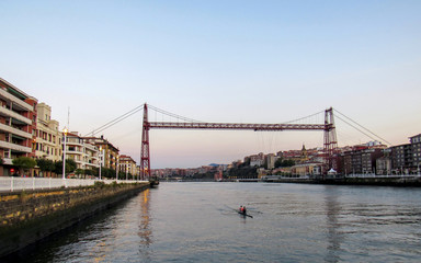 Bridge in Portugalete, on Camino de Santiago route along the Northern coast of Spain