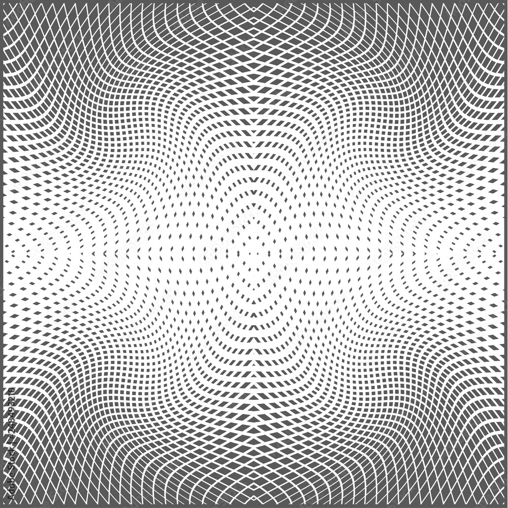 Poster bright decorative pattern with a halftone transition from small squares and rhombuses. curvilinear a