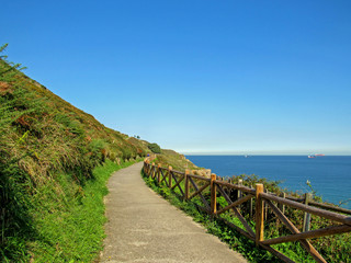 Fototapeta na wymiar Coastal road of Pobena in Basque Country, Camino del Norte, the Northern Way of Saint James in Spain