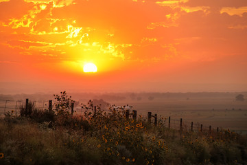 Sunrise at North Platte River valley, western Nebraska, USA