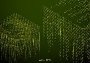 Abstract texture with the encoding symbols of the numbers 1 and 0, placed on the sides of the cube.