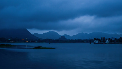 view of the bay at night