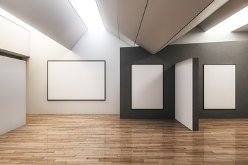 Fototapeta premium Modern gallery interior with poster