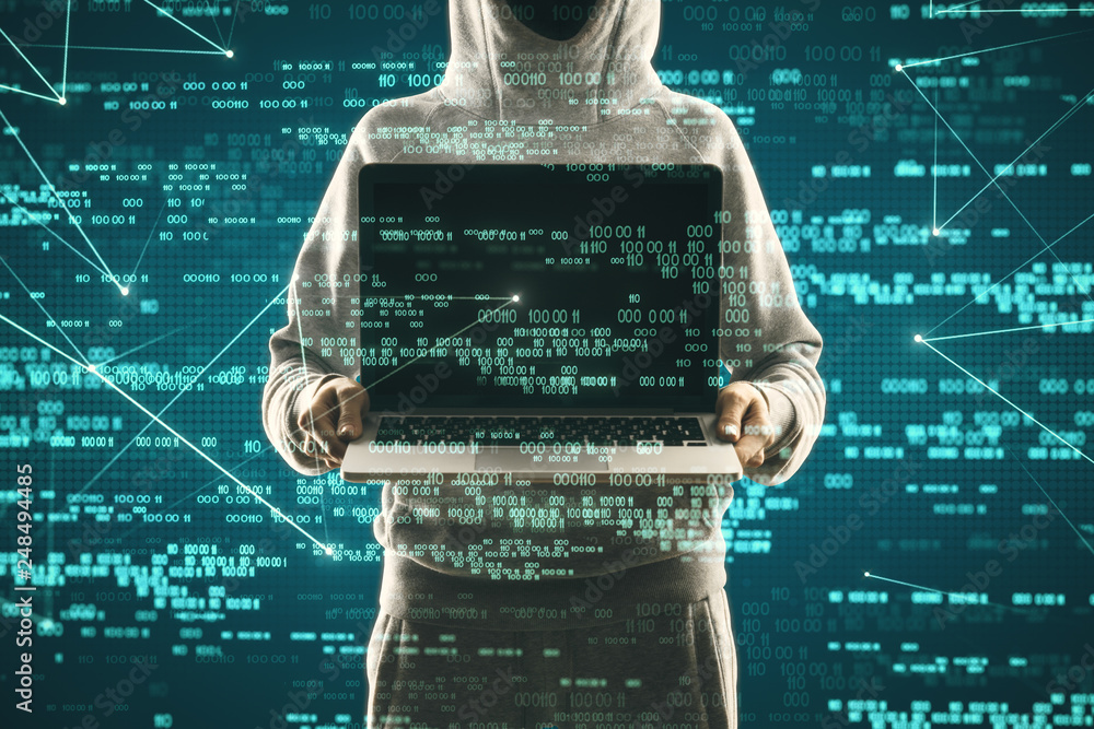 Poster cyberspace and hacking concept