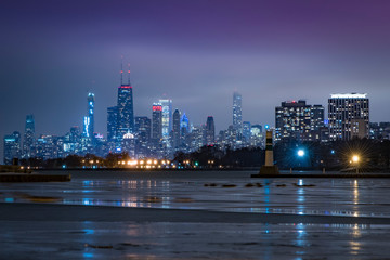 Fototapeta na wymiar Frozen Chicago Harbor