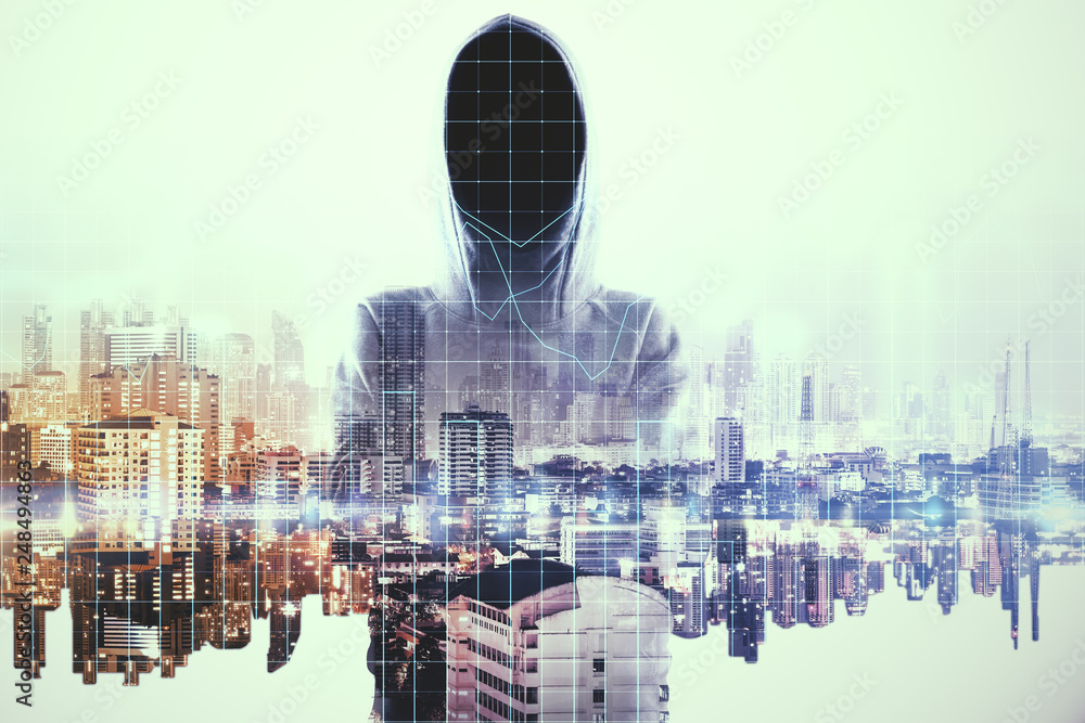 Poster hacking and criminal concept