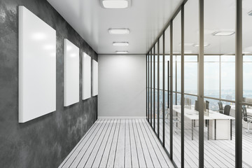 Contemporary white office corridor