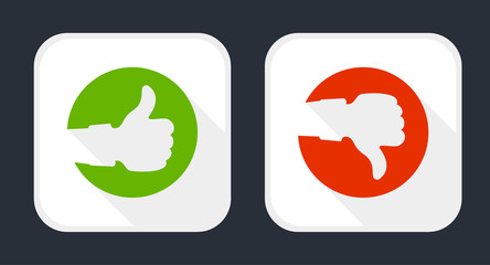 Thumb up and down red and green icons