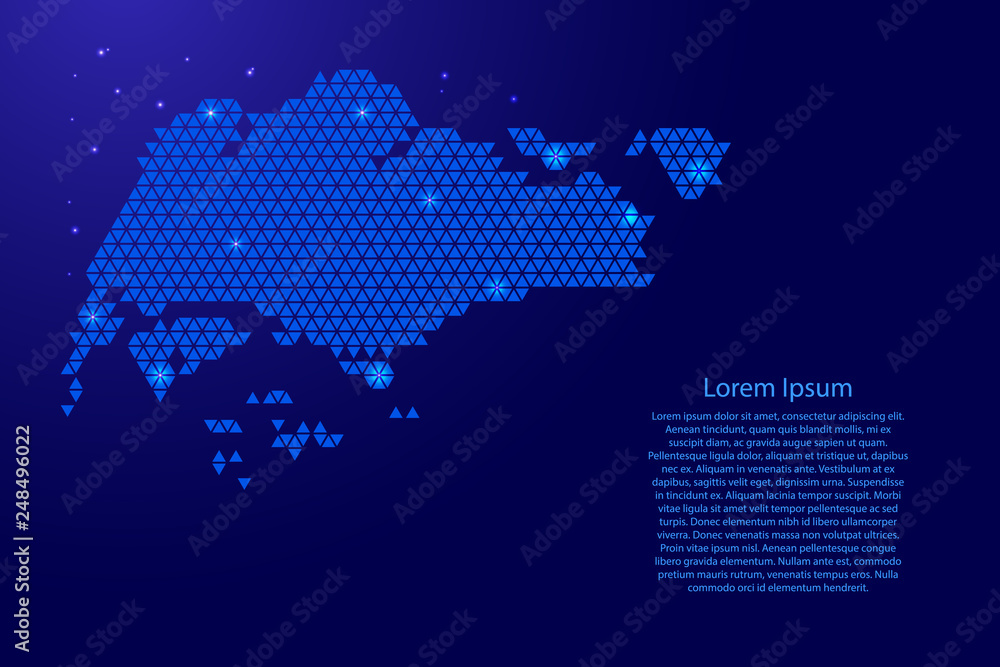 Aufkleber singapore map abstract schematic from blue triangles repeating pattern geometric background with nod
