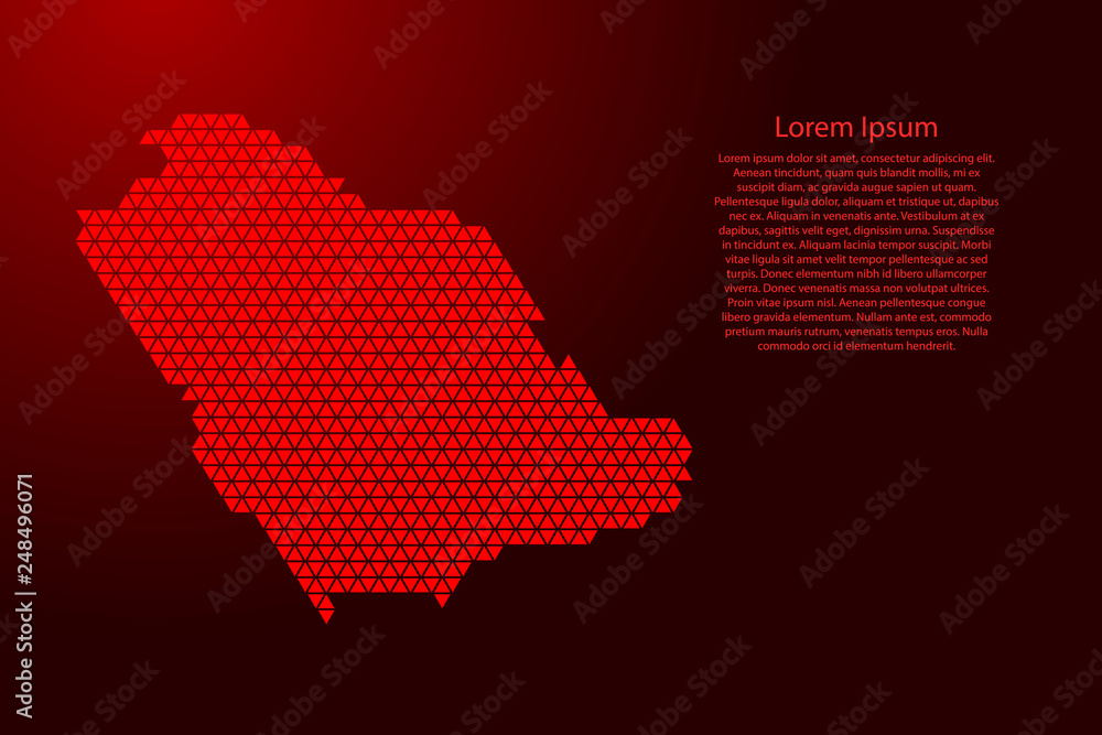 Poster saudi arabia map abstract schematic from red triangles repeating pattern geometric background with n