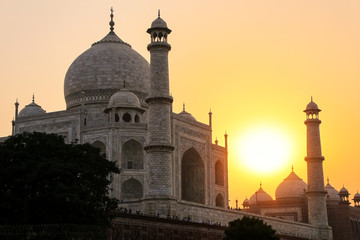 Taj Mahal at sunset in Agra, Uttar Pradesh, India.