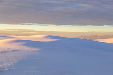 An idyllic view of White Sands National Monument in New Mexico, at sunrise