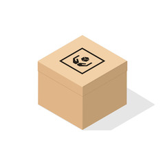 Obraz premium Cardboard box 3d in isometric style with flat shadow.