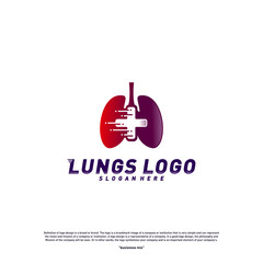 Lungs with Plus logo design concept.Health Lungs logo template vector. Icon symbol
