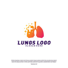 Lungs with Plus logo design concept.Health Lungs logo template vector. Icon symbol
