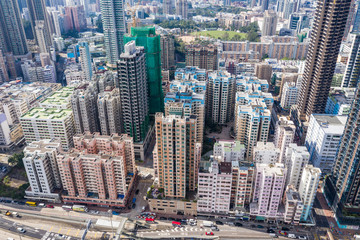 Fototapeta premium Aerial view of Hong Kong city