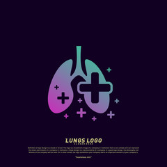 Lungs with Plus logo design concept.Health Lungs logo template vector. Icon symbol