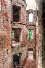 Fototapeta na wymiar Old Medieval ruins of red brick Crusaders Castle