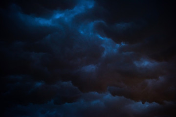 Black storm cloud at night, Dark sky and black clouds high contrast - Powered by Adobe