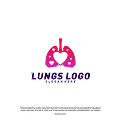 Lungs Love logo design concept.Health Lungs with Love logo template vector. Icon symbol