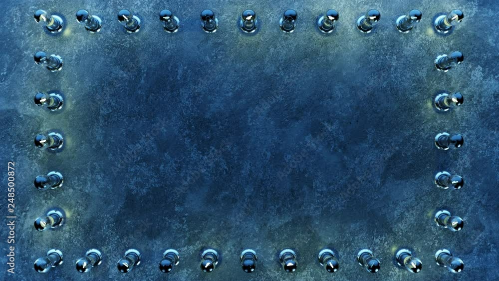 Aufkleber blue flash light bulbs banner. computer generated seamless loop abstract motion background. 3d rende