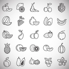 Fruit icons set on white background for graphic and web design, Modern simple vector sign. Internet concept. Trendy symbol for website design web button or mobile app