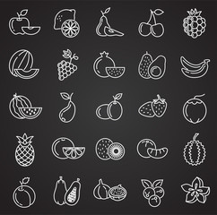 Fruit icons set on black background for graphic and web design, Modern simple vector sign. Internet concept. Trendy symbol for website design web button or mobile app
