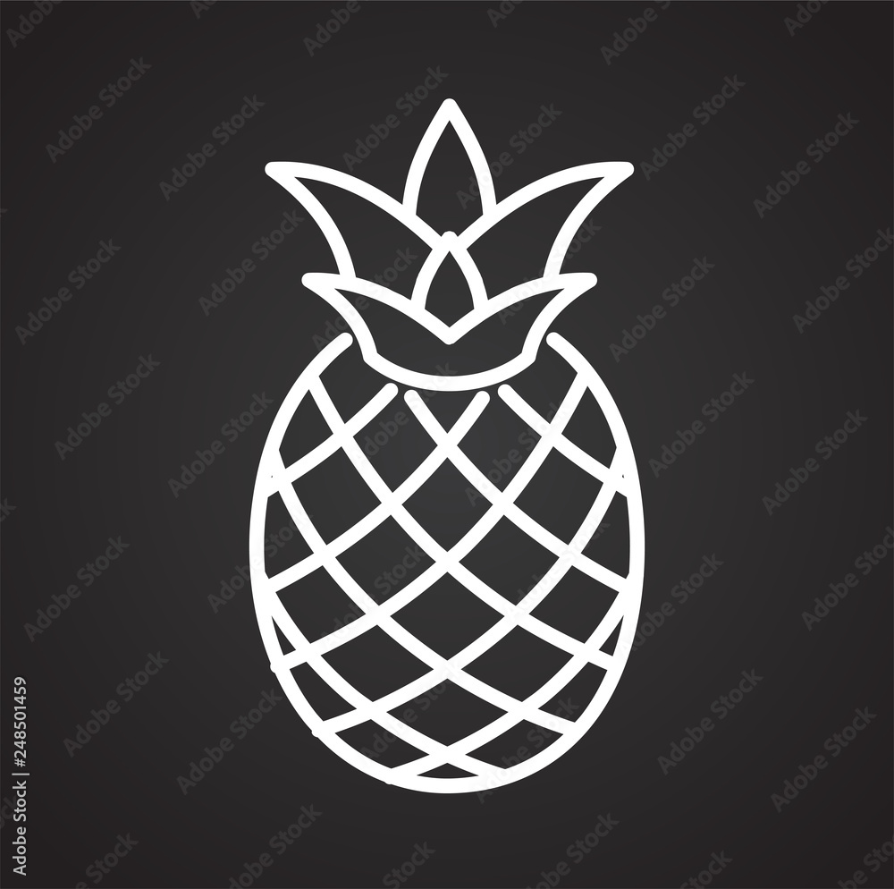 Poster pineapple icon on black background for graphic and web design, modern simple vector sign. internet c